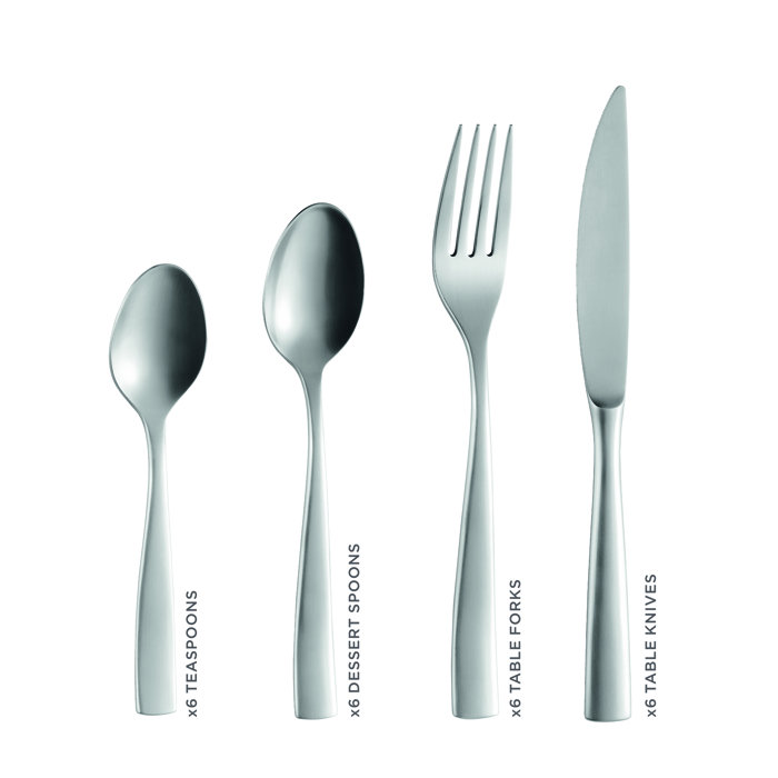 Denby Satin 24 Piece 18/10 Stainless Steel Cutlery Set, Service for 6